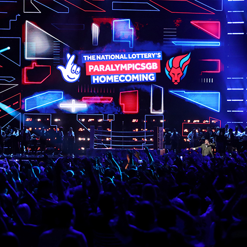 Image of the event stage at the Paralympics Team GB's homecoming event at AO Arena.