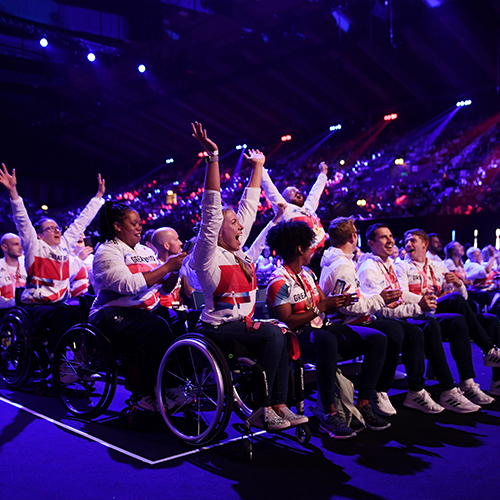 The Paralympics Team GB, celebrating at the National Lottery Homecoming event at AO Arena.